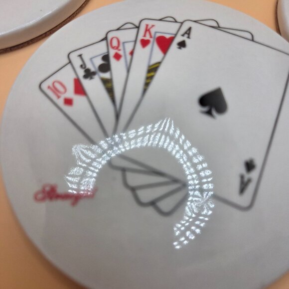 Ceramic Poker Coasters & Holder with Lid American Atelier Casino Royale Cards - Picture 3 of 15